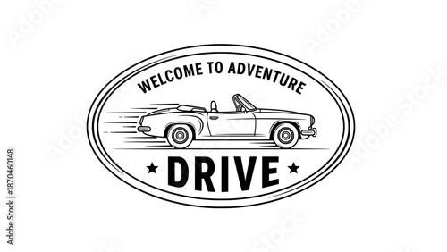 Convertible car adventure drive emblem