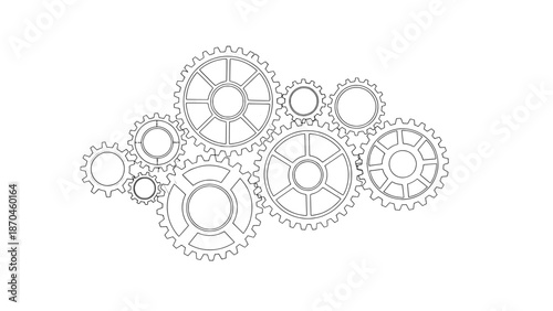 Gears system technical drawing