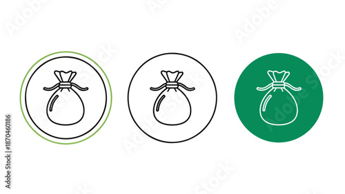 Icon set of money bags - Glyph and solid icon set - Flat Design Icon - line icon set - Flat Vector icon, icon, Editable stroke icon, Modern icon collection