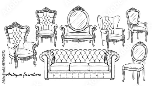 Antique furniture sketch set