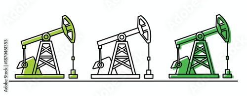 Oil pumpjack icons - Glyph and solid icon set - Flat Design Icon - line icon set - Flat Vector icon, icon, Editable stroke icon, Modern icon collection