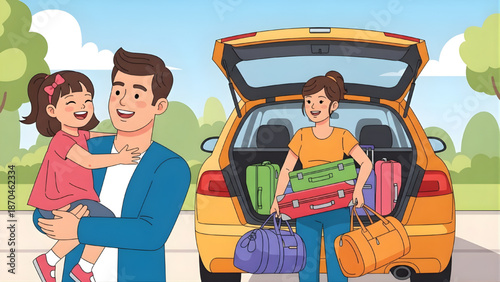 Happy Family Vector Illustration Smiling Parents and Children