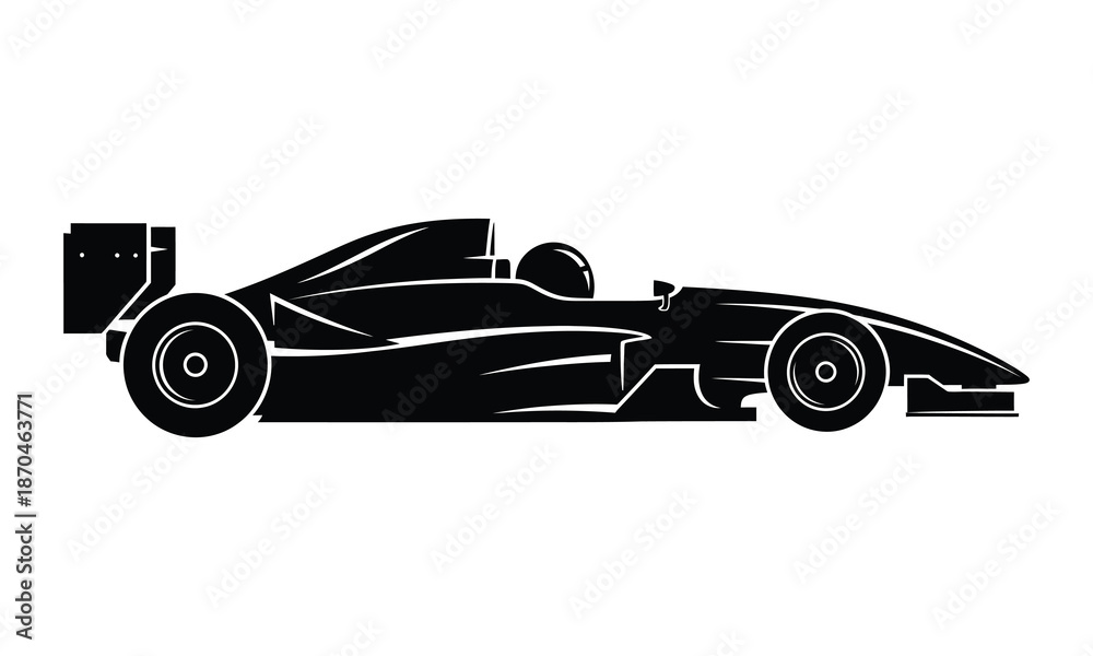Fototapeta premium Racing car silhouette isolated on white background, sports vehicle