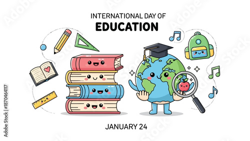 International Day of Education promotes learning globally with books and a graduate
