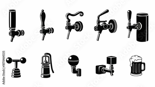 Collection of Vintage and Modern Beer Taps and Faucets.