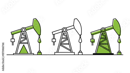 Oil pumpjack icon set - Glyph and solid icon set - Flat Design Icon - line icon set - Flat Vector icon, icon, Editable stroke icon, Modern icon collection