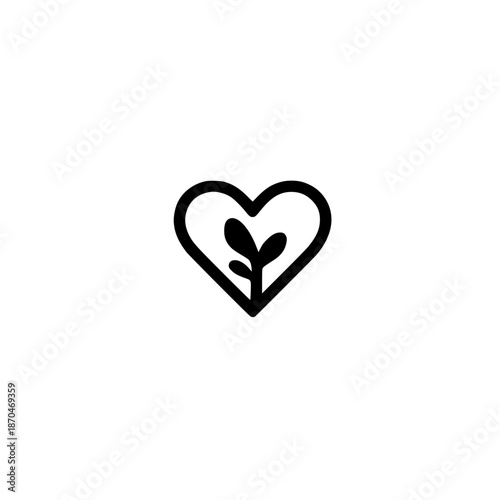 Vector illustration of sprout icon in heart symbol showing eco love growth nature care and sustainability