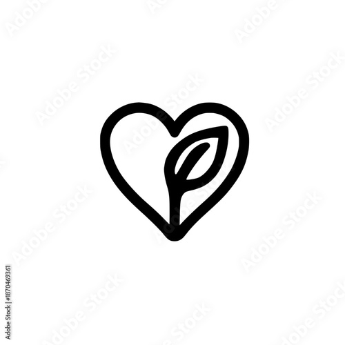 Ikon sprout growing inside heart symbol vector illustration of love nature and hope concept design