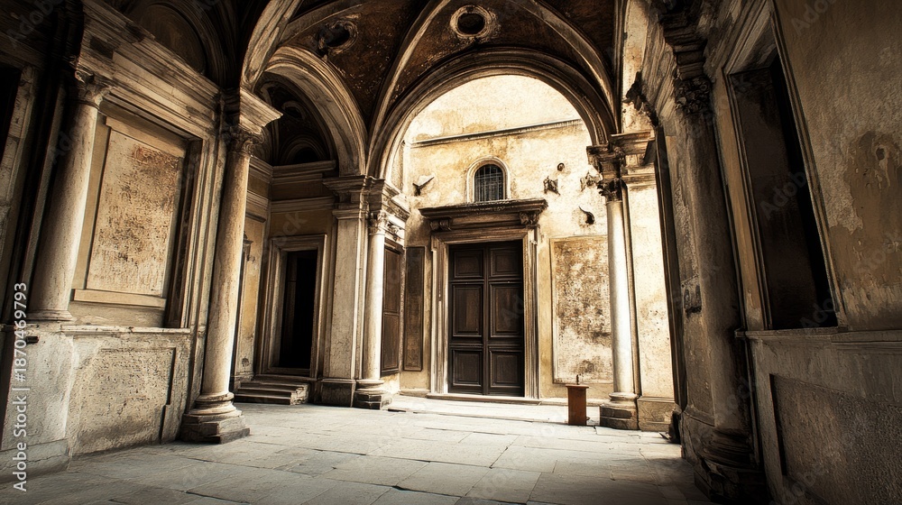 Naklejka premium Ancient Palace Courtyard: A Glimpse into History