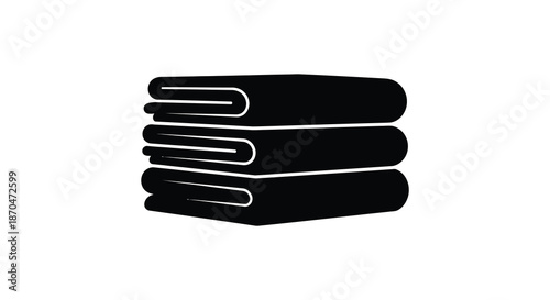 A neatly stacked arrangement of three dark rectangular books presented as a striking silhouette