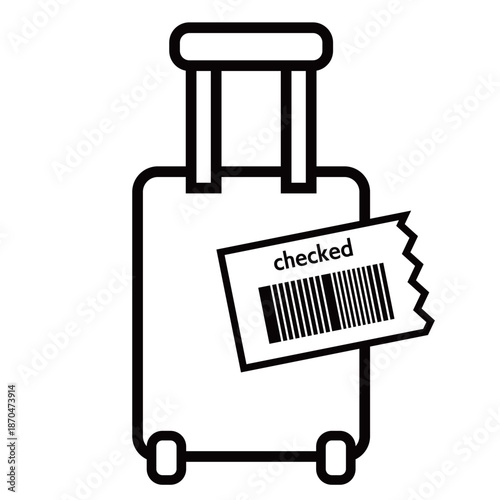 検査済みシールが貼られたスーツケース　荷物検査