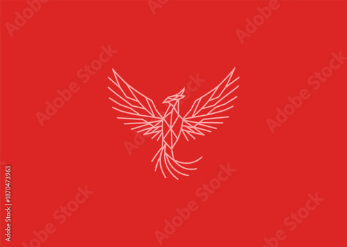 A phoenix illustrated in refined line style, symbolizing rebirth, resilience, renewal, power, and eternal transformation