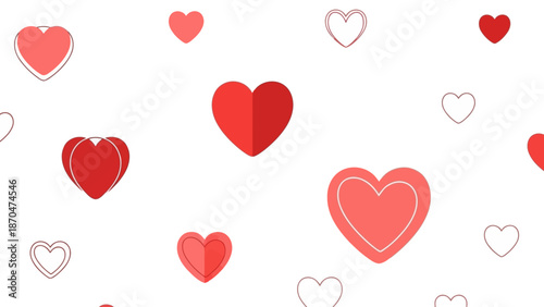  illustration of many red hearts on white background