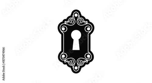An ornate black frame with a keyhole design a striking artistic silhouette