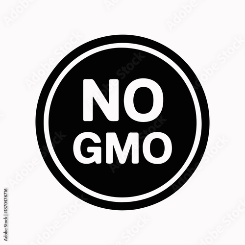 Black NO GMO label icon for organic products