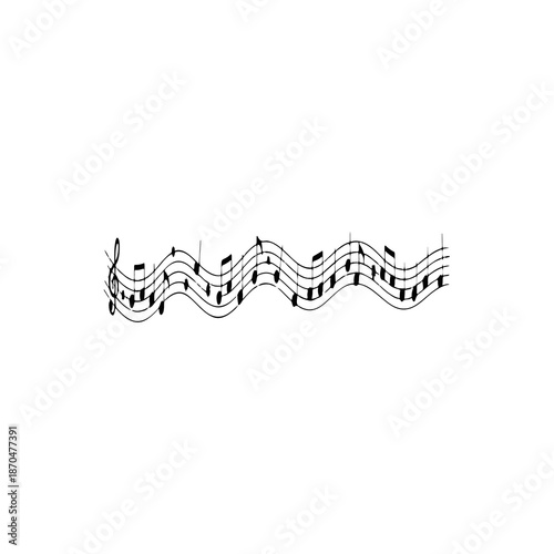 Elegant musical notes on white background