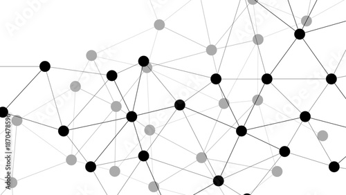 3D illustration of an abstract social network concept featuring a business communication structure with connecting spheres and lines representing a global technology community internet web