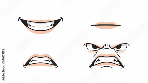 Cartoon Mouth Expressions Showing Different Emotions.