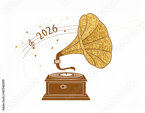Vintager Gold Glitter Gramophone(2026)
