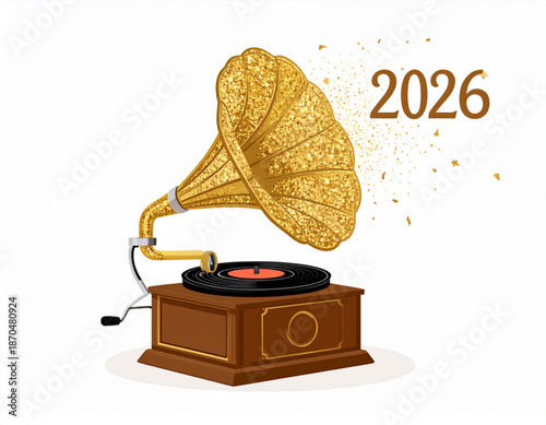 Vintager Gold Glitter Gramophone(2026)