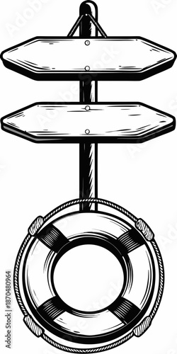 Vintage drum kit hi hat cymbals and stand illustration in black and white