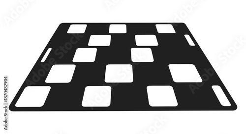 A stark black and white representation of a modern building facade showcasing architectural design silhouette