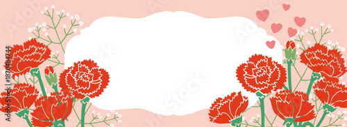 Carnation Flower Frame Vector Illustration | Floral Border Design for Gift and Appreciation