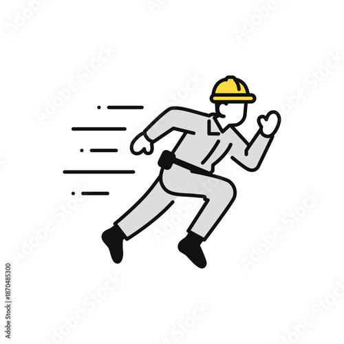 スピード対応する現場作業員のシンプルなベクターアイコンイラスト