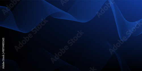 Glowing blue abstract wave on dark, shiny motion, magic space light. Techno abstract background