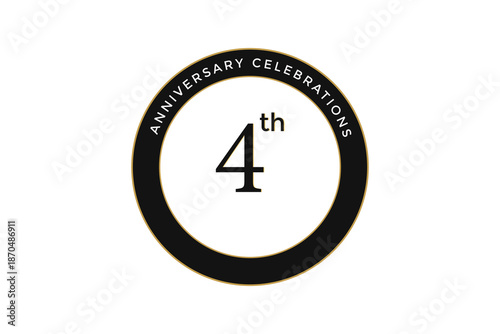 Free Download 4th birthday celebration with simple black circle design on white background - GFXLoad