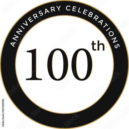 100th birthday celebration with simple black circle design on white background. Anniversary celebration concept symbolizing love, commitment, and milestones. Perfect for wedding and relationship.