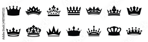 Crown icon set.  Crown symbol collection. Vector illustration Crown king mega icon set