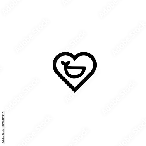 Vector art of whale icon within heart shape representing passion for sea love wildlife and sustainability