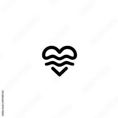 Water wave icon in heart vector illustration concept of love flow serenity harmony and artistic inspiration
