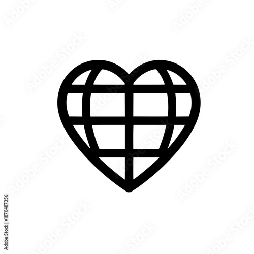Globe icon inside heart vector illustration symbolizing love world unity peace and global connection design