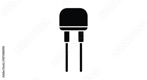 A simple depiction of a black led light emitting diode in a flat style silhouette