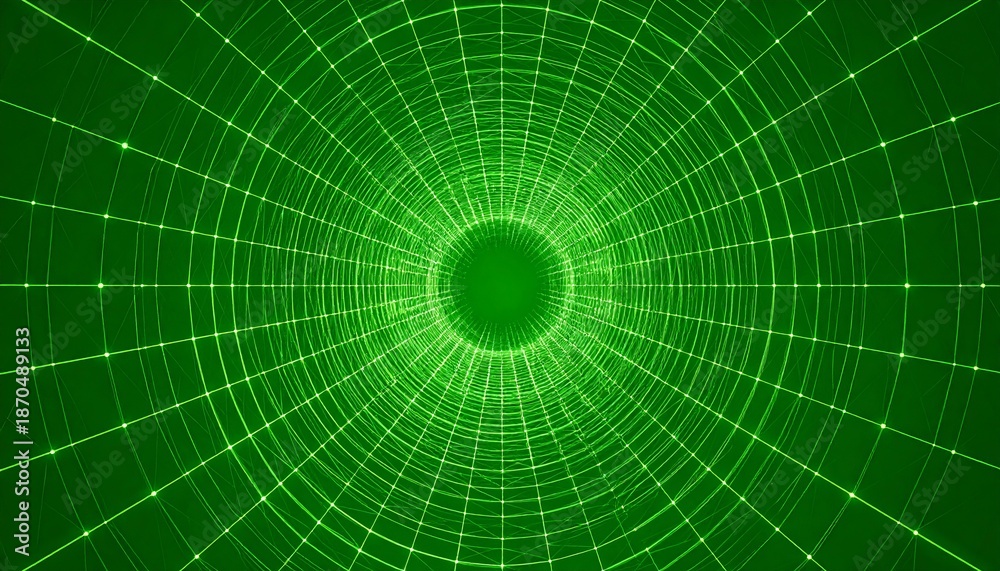 Fototapeta premium Quantum tunnel with LED wireframe and wormhole for cyber background. Speed art and vector for concept design