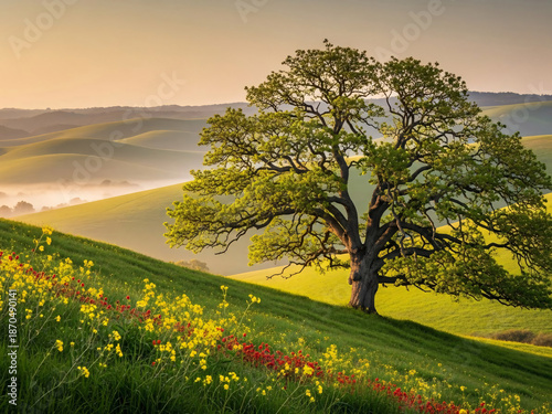 Wallpaper Mural Arbre solitaire sur colline verdoyante Torontodigital.ca