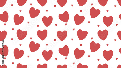 red heart seamless pattern on white background. wallpaper and wrapping paper decoration 