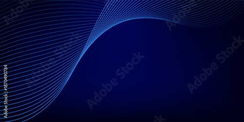 Futuristic abstract background. Glowing flowing wave lines design. Modern shiny blue moving lines element. Future technology concept. Horizontal banner template. Vector illustration
