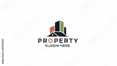 Modern Property Logo Design with Buildings and House.