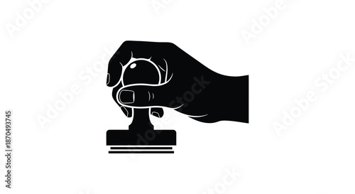 A striking black silhouette of a hand firmly grasping a chess piece on its base silhouette