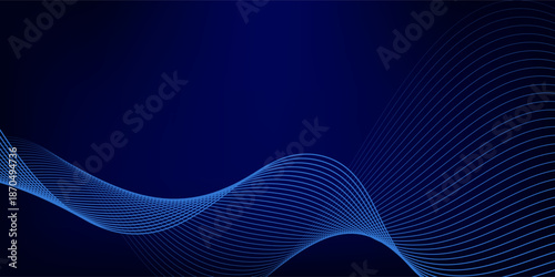 Futuristic abstract background. Glowing flowing wave lines design. Modern shiny blue moving lines element. Future technology concept. Horizontal banner template. Vector illustration