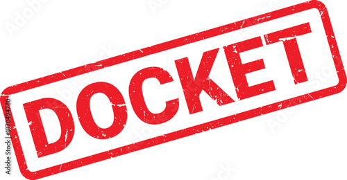 Red Distressed Docket Stamp on White Background, Illustration for Legal or Business Use