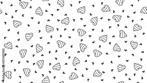 Seamless pattern with hand drawn hearts