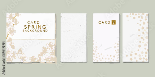 Four spring card backgrounds with floral and simple dotted designs