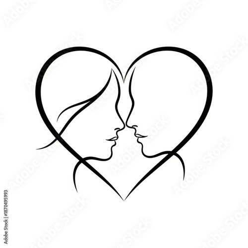 The embodiment of a pair of lovers where the image of a heart symbolizes the story of their love on Valentine's Day 