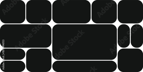 Bento Grid Abstract Black Shapes Collage with Rounded Corners