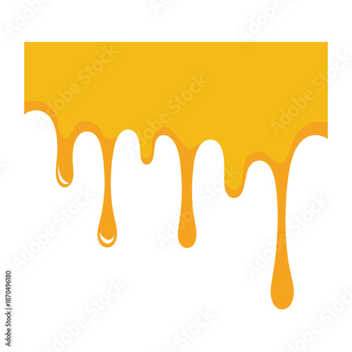 Yellow Dripping Liquid Graphic with Viscous Flow and Elongated Drops for Artistic and Branding Use Vector