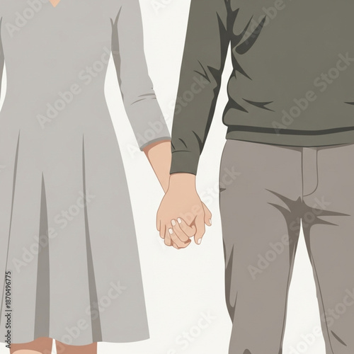 Two lovebirds holding hands on Valentine's Day 